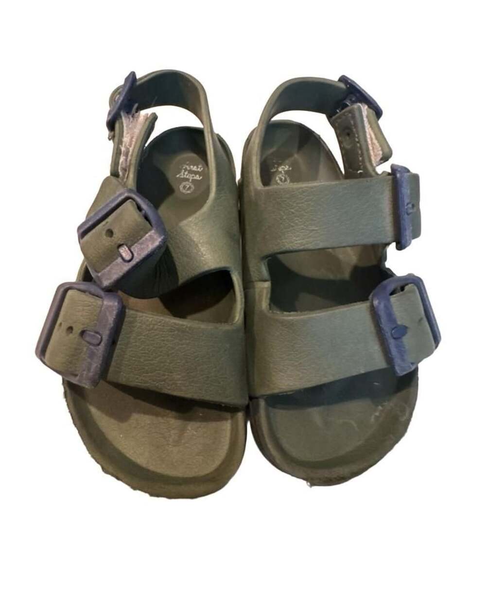 First Steps Olive Double Buckle Sandals Size 7